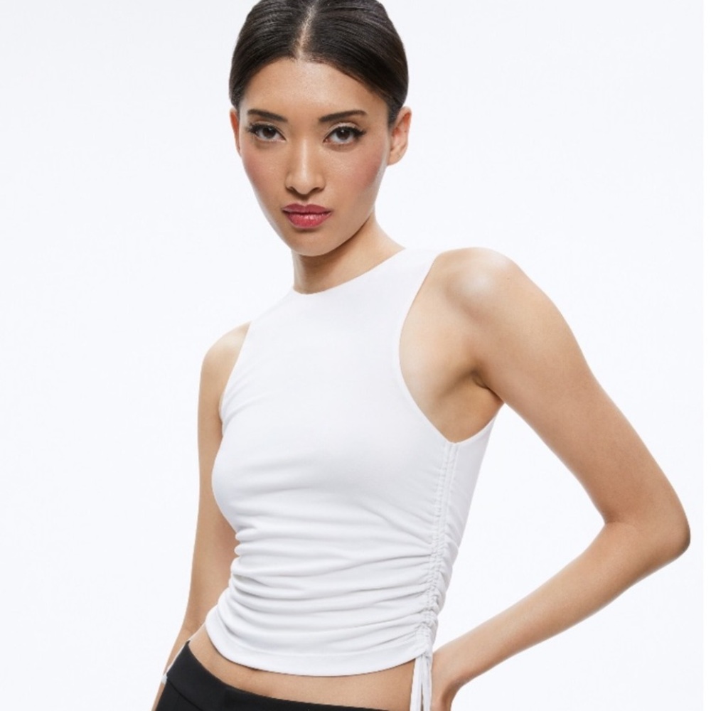 Alice + Olivia Chrissy Crewneck Rushed Top